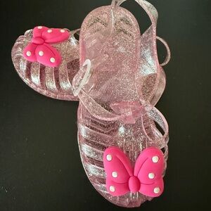 Glittery Pink Kids Sandals with Bow